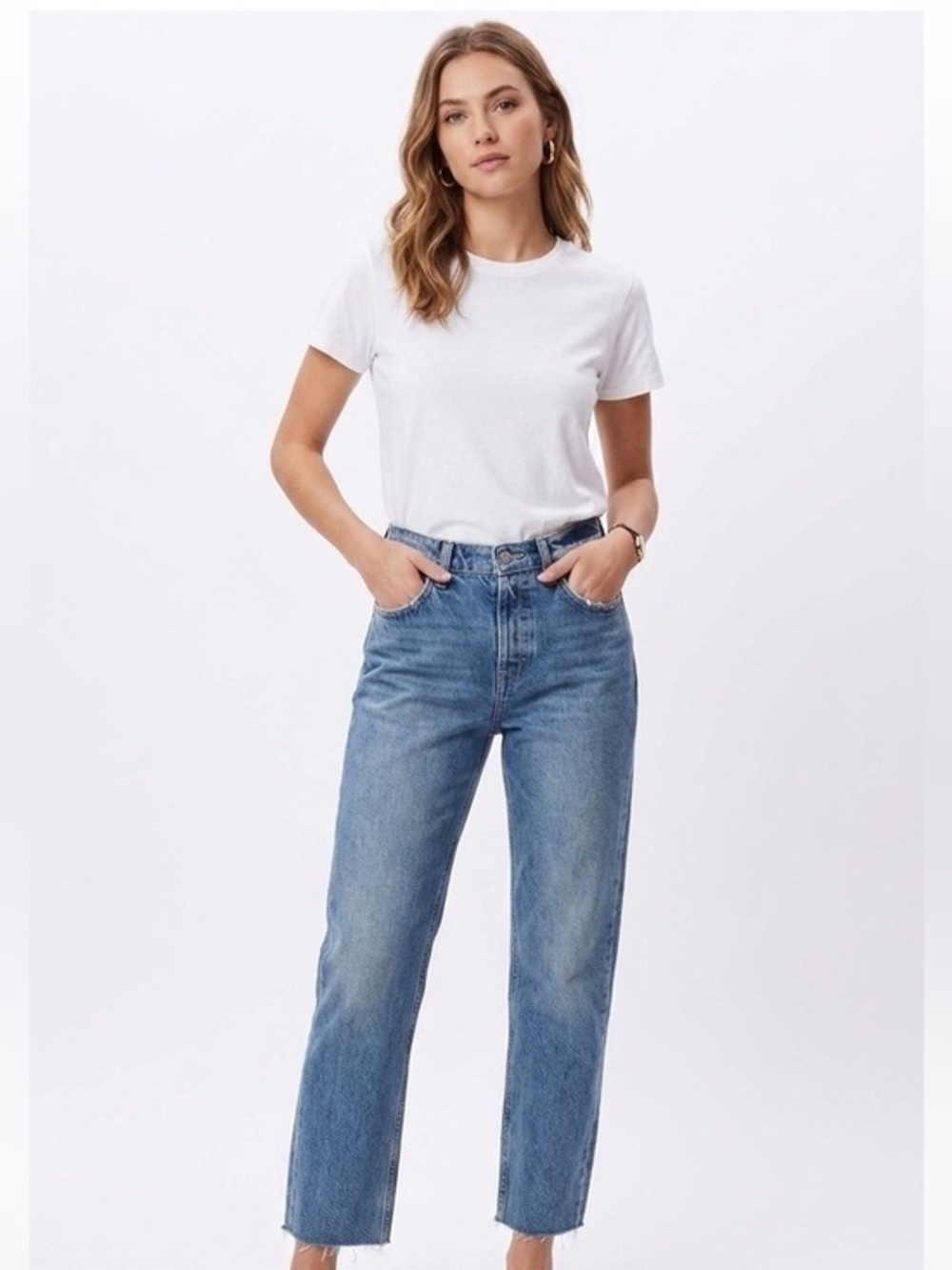 Obey Blue Midrise Button Fly Straight Leg Jeans Size 26 Cotton